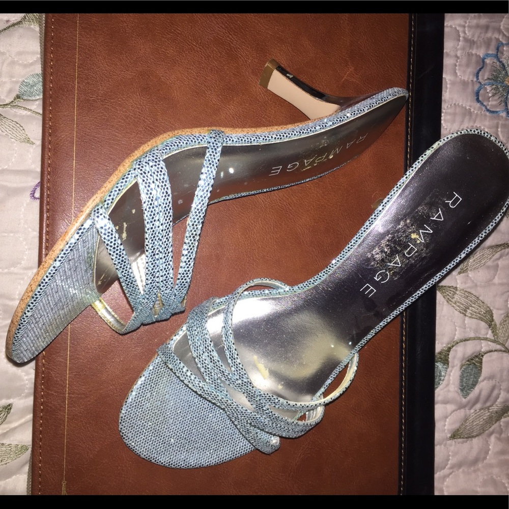 Sparkly baby blue 2 inch slipper heels